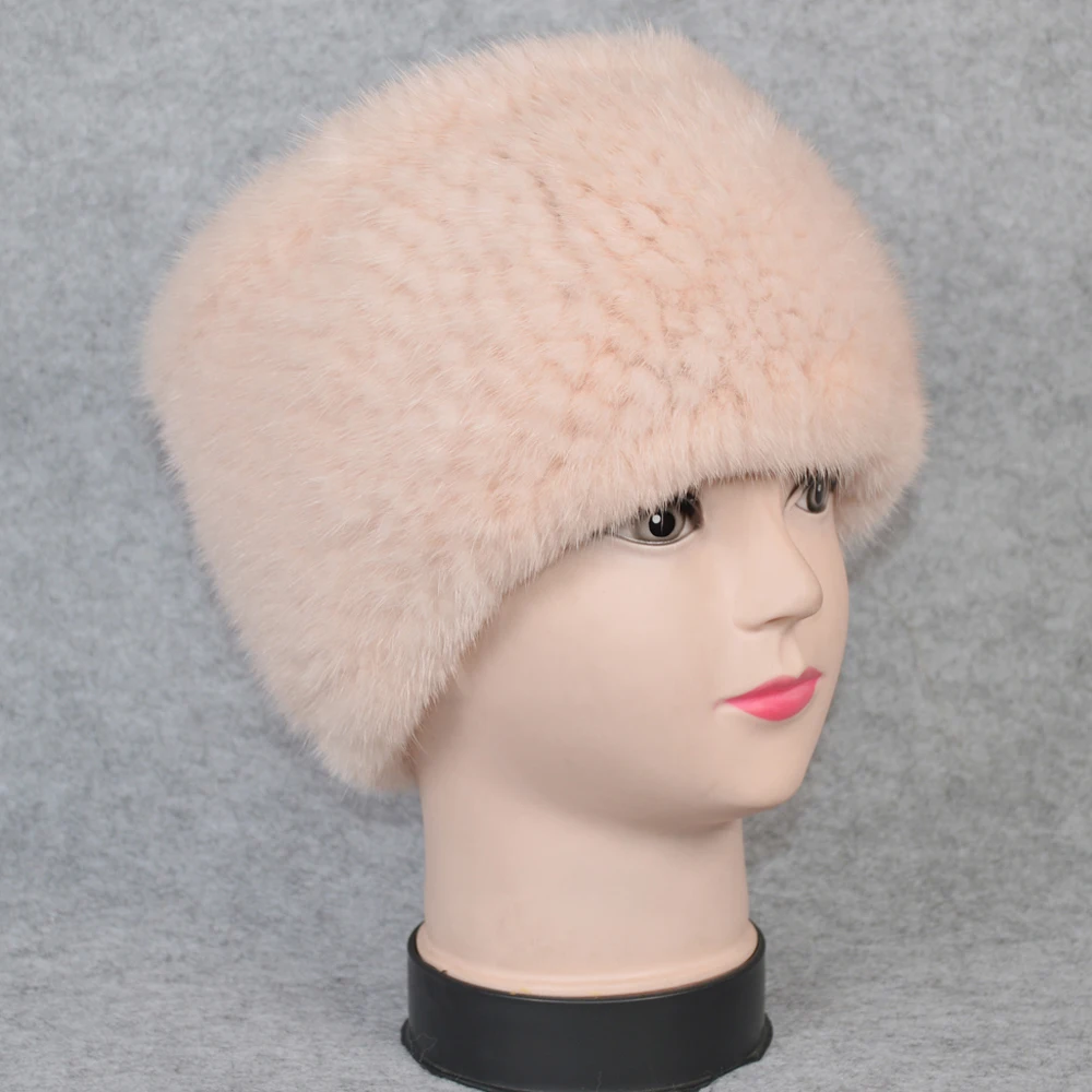 Новые женские вязаные настоящие норковые меховые повязки на голову шарфы для