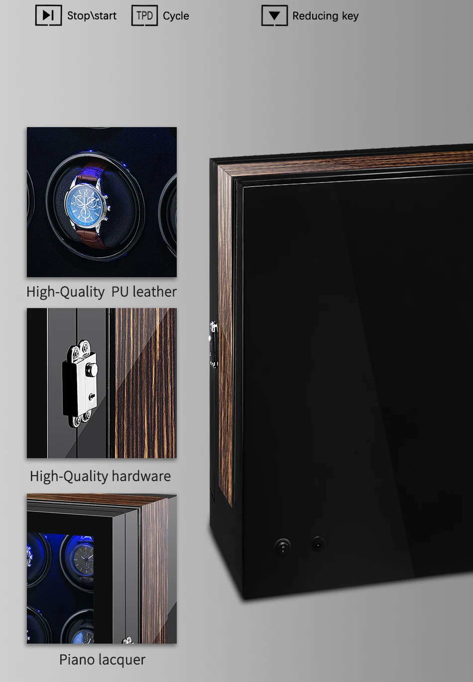 Автоматические роскошные часы Winder Box Аксессуары Часы Дисплей механические вращающиеся часы Uhrenbeweger для мужчин часы