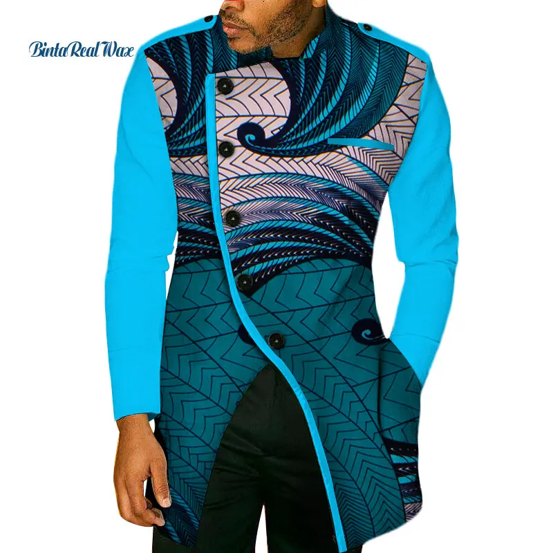 Модные осенние Африканские Восковые футболки с длинными рукавами для мужчин Bazin