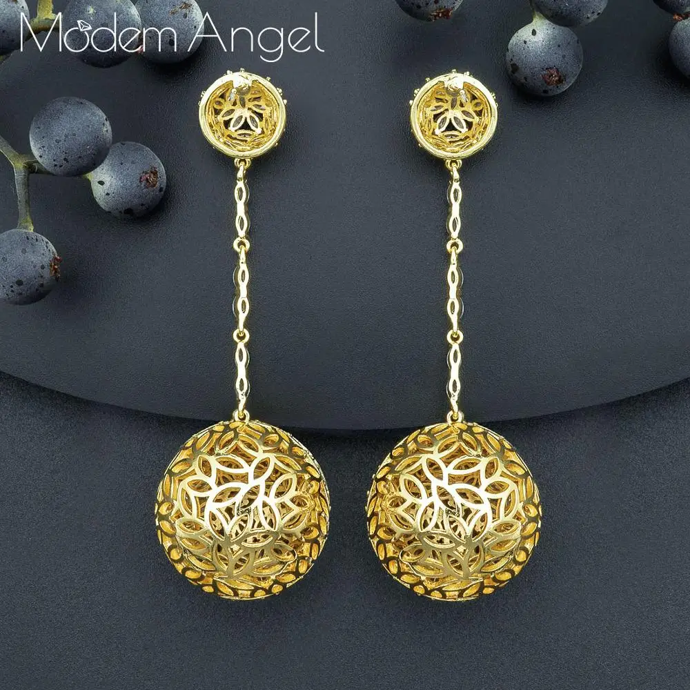 ModemAngel 75 мм, роскошные брендовые длинные серьги с большим шариком и кубическими цирконами, медные женские свадебные аксессуары