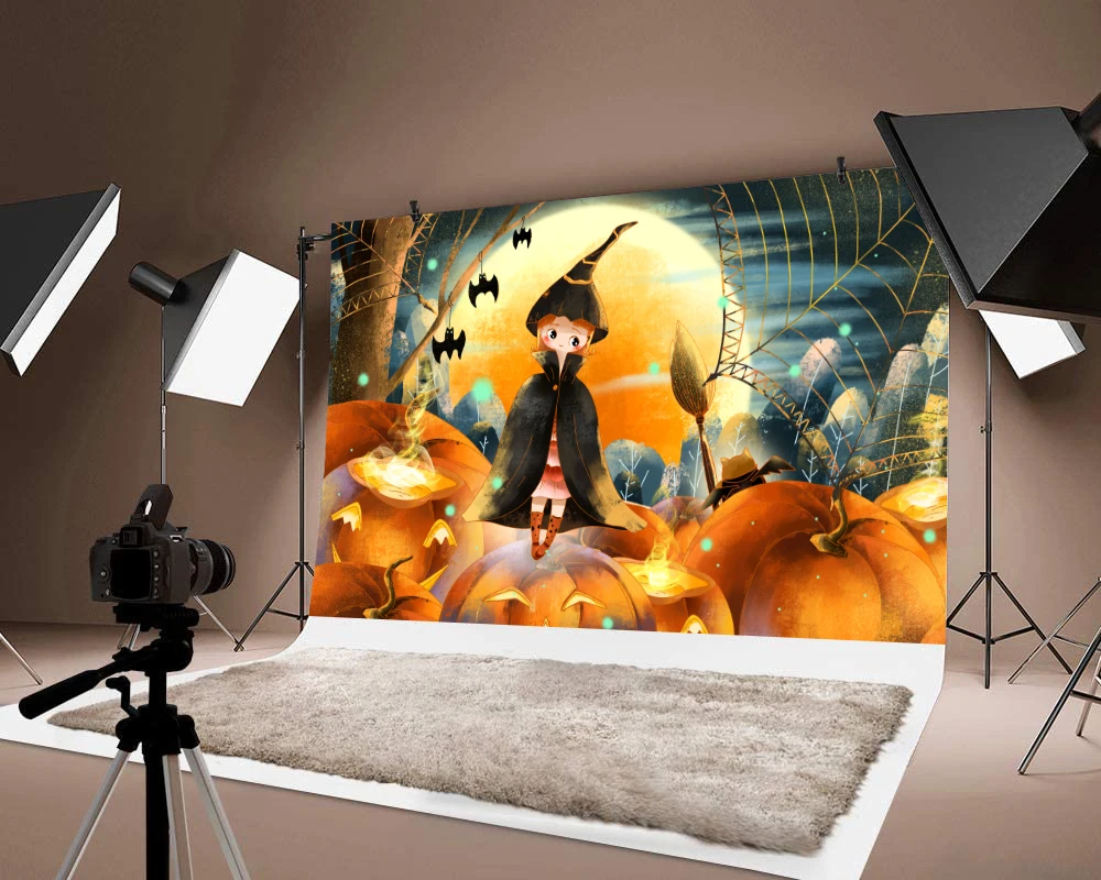

Хэллоуин фоны фотография Тыква фонарь напечатанный Фон фотографии фестиваль вечерние НКА тонкий Виниловый фон Декор