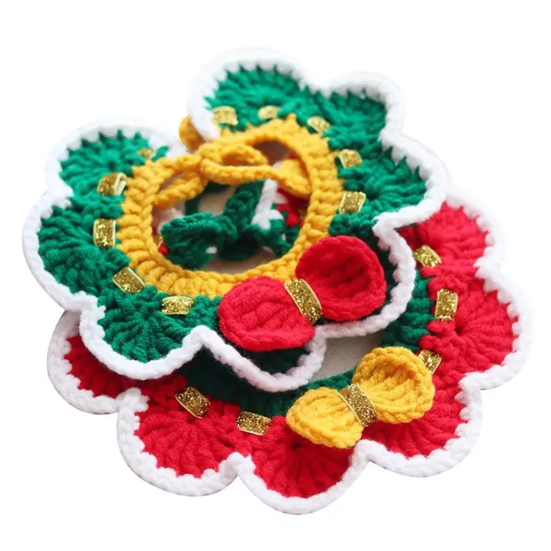 

Pet Collar Knitted Festival Dog Costume Collar Kitten Collar Bib For Puppy Kitten Christmas Dress Up Pet Accessories