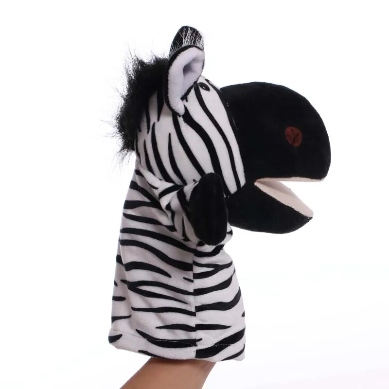 

25cm Animal Hand Puppet Cute Zebra Plush Toys Baby Educational Hand Puppets Story Pretend Playing Dolls for Children Gifts