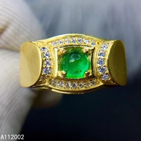 kjjeaxcmy fine jewelry natural emerald 925 sterling silver new adjustable gemstone men ring support test luxury classic