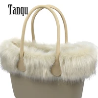 new women bag faux fox fur furry beige plush trim for o bag thermal plush decoration fit for classic big mini obag