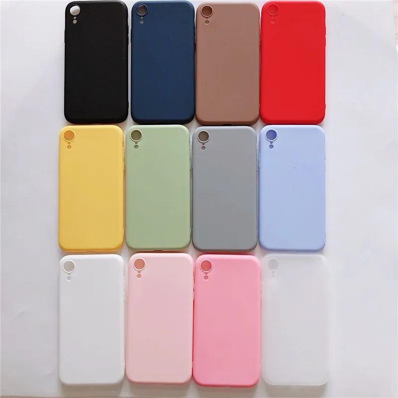 Силиконовый матовый чехол ярких цветов для iPhone XS Max XR X 10 8 7 6 6S Plus, модный простой мягкий чехол из ТПУ для iPhone 11 Pro Max Funda