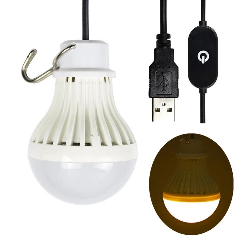 USB Portable LED 5W 5V Touch Dimming Bulb Emergency Light with 2.5m Cable for Camping Garage Warehouse Car |