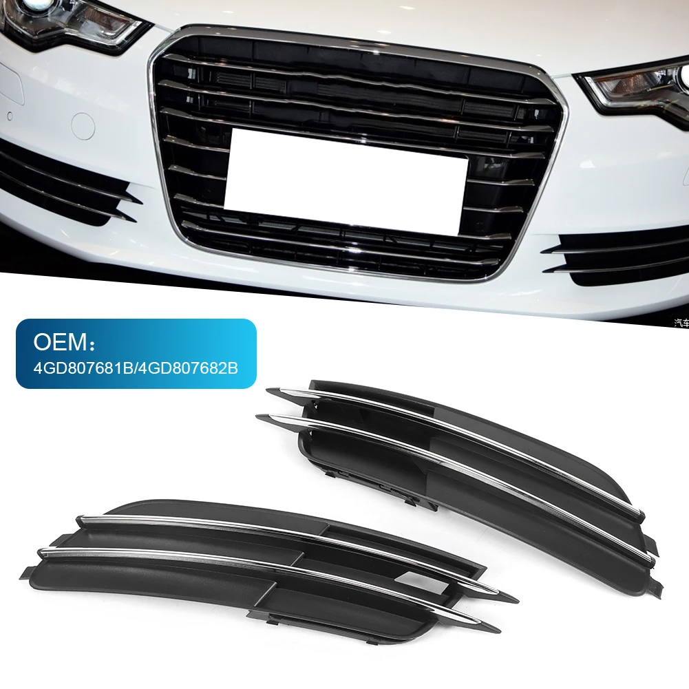1 Pair Front Fog Light Frame Cover Lamp Grille 4GD807681/4GD807682 Fit for Audi A6 C7 Sedan/Avant Pre-Facelift 2012-2015 | Автомобили и