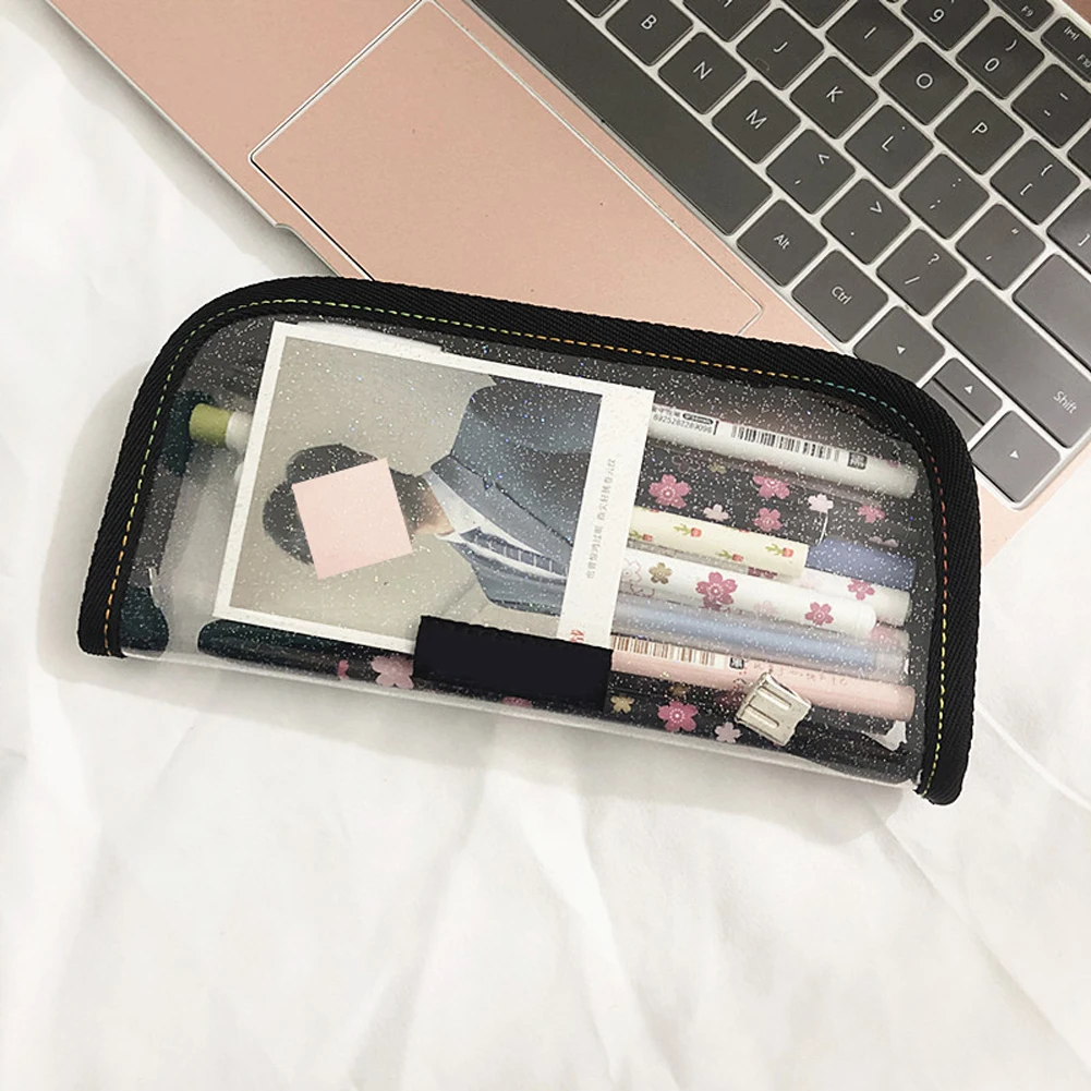 1PC Large Capacity Pencil Bag Cosmetic Coin Purse Storage Case Portable PVC Pouch Zipper Closure Office School Supplies #920 | Канцтовары