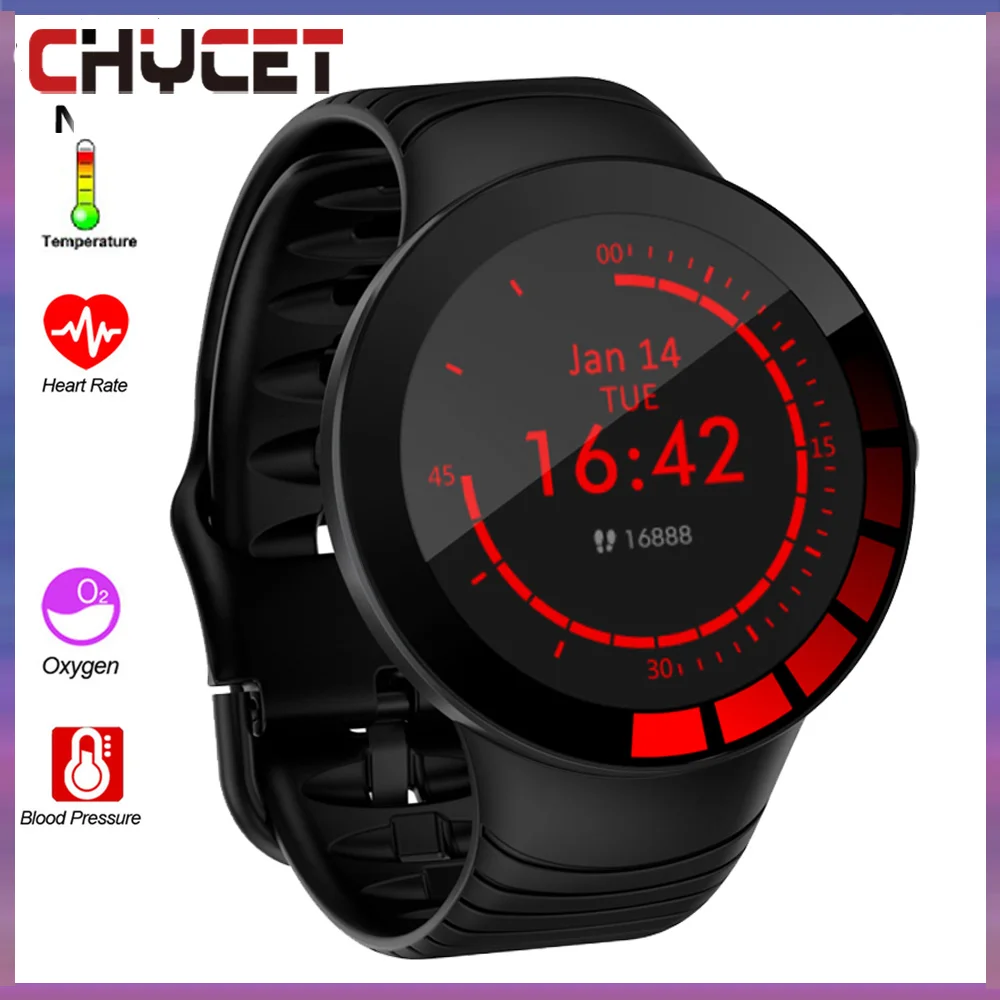 

CHYCET Smart Watch Band Heart Rate Monitor Full Touch Screen Waterproof Smartwatch Men Women Twitter Reminder Sport Round Watch