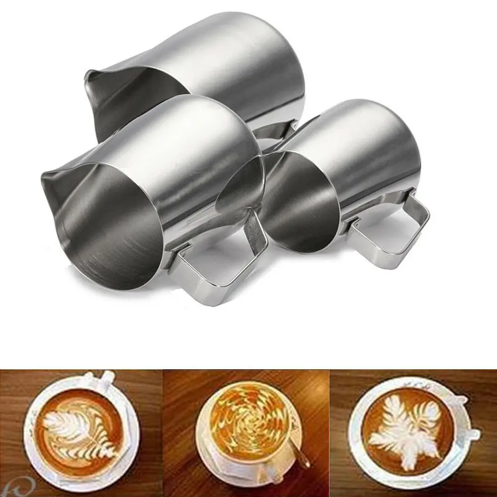 

New Stainless Steel Espresso Coffee Pitcher Kitchen Craft Latte Milk Coffee Frothing Cup Jug 150 350 600 1000mL