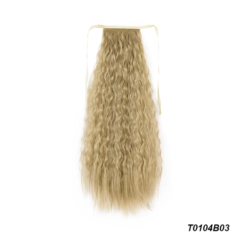 21 ''Кукуруза волосы волна длинные Обёрточная бумага вокруг хвост расширения для Для Женщин Синтетическая лента привязки галстук вверх" конский хвост шиньон