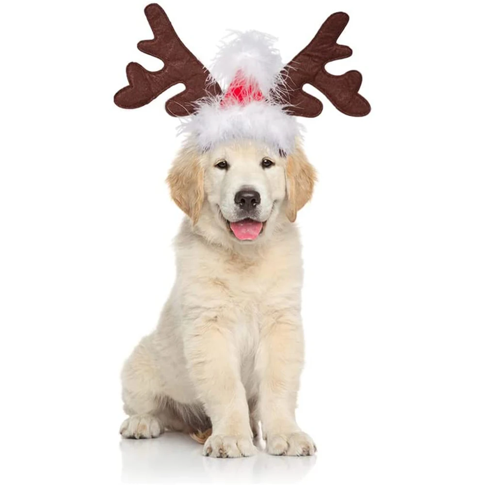 

Christmas Reindeer Antlers Headband for Dog, Pet Christmas Costume Pet Elk Headwear Headband for Dogs Cats Pets Xmas Party Decor