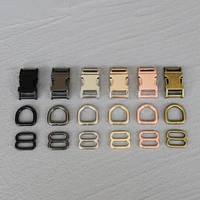 1 set 15mm webbing metal hardware d ring adjuster belt strap slider release buckle three piece use for diy dog collar 15 3s8