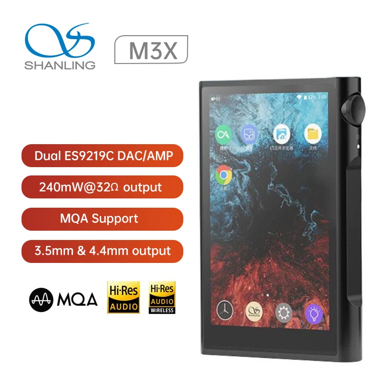 

SHANLING M3X MQA плеер Bluetooth Dual ES9219C DAC/AMP DSD256 32 бит/384 кГц, портативный музыкальный плеер высокого разрешения