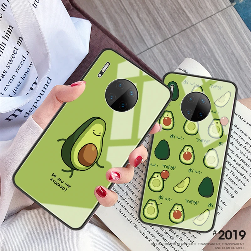 BONVAN стеклянный чехол для Huawei Mate 9 10 20 30 Pro Lite 20X Жесткий Чехол P9 P10 Plus P30 P20 2019 авокадо