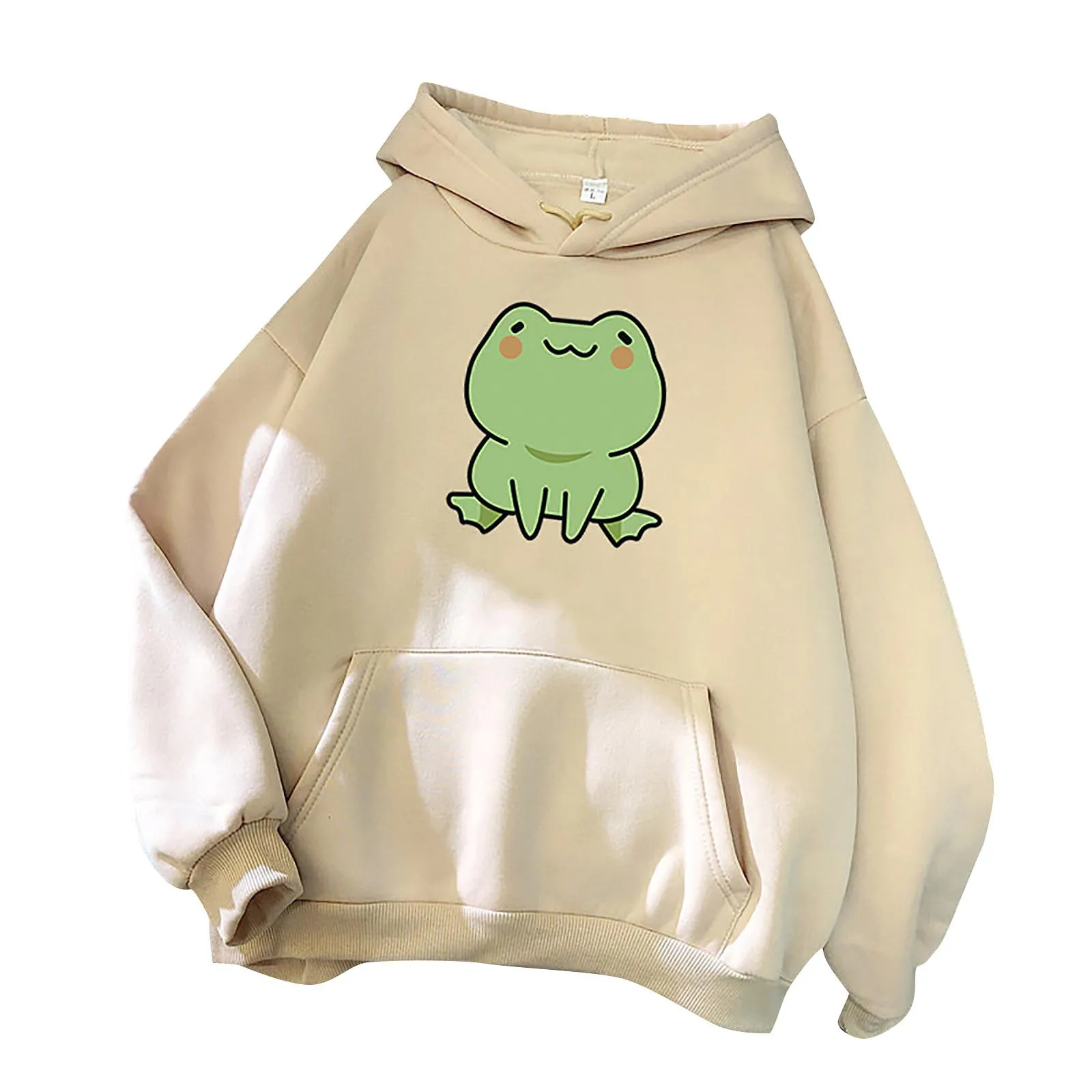 Kawaii Frog Hoodies Women Fashion Long Sleeve Cute Animal Printed Hoodie Loosen Pullover Sweatshirt Blouse Female Tops Moletom