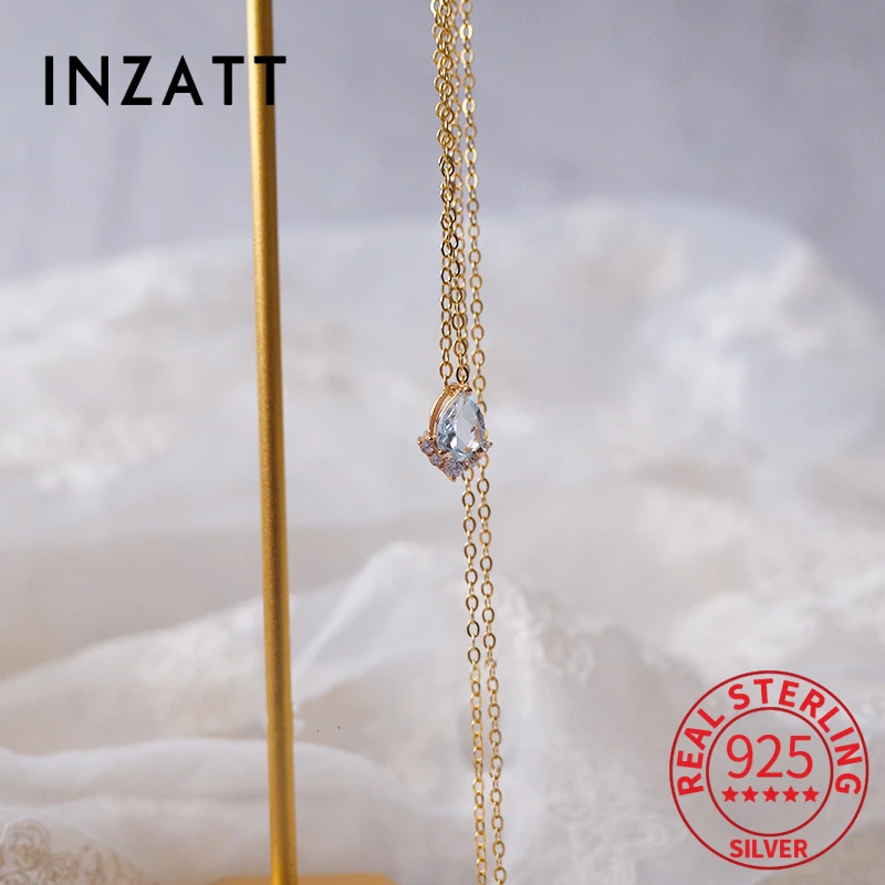 

Чокер INZATT из настоящего стерлингового серебра 925 пробы с синим кристаллом циркония, женское ожерелье 14 к, богемное изящное минималистичное ...