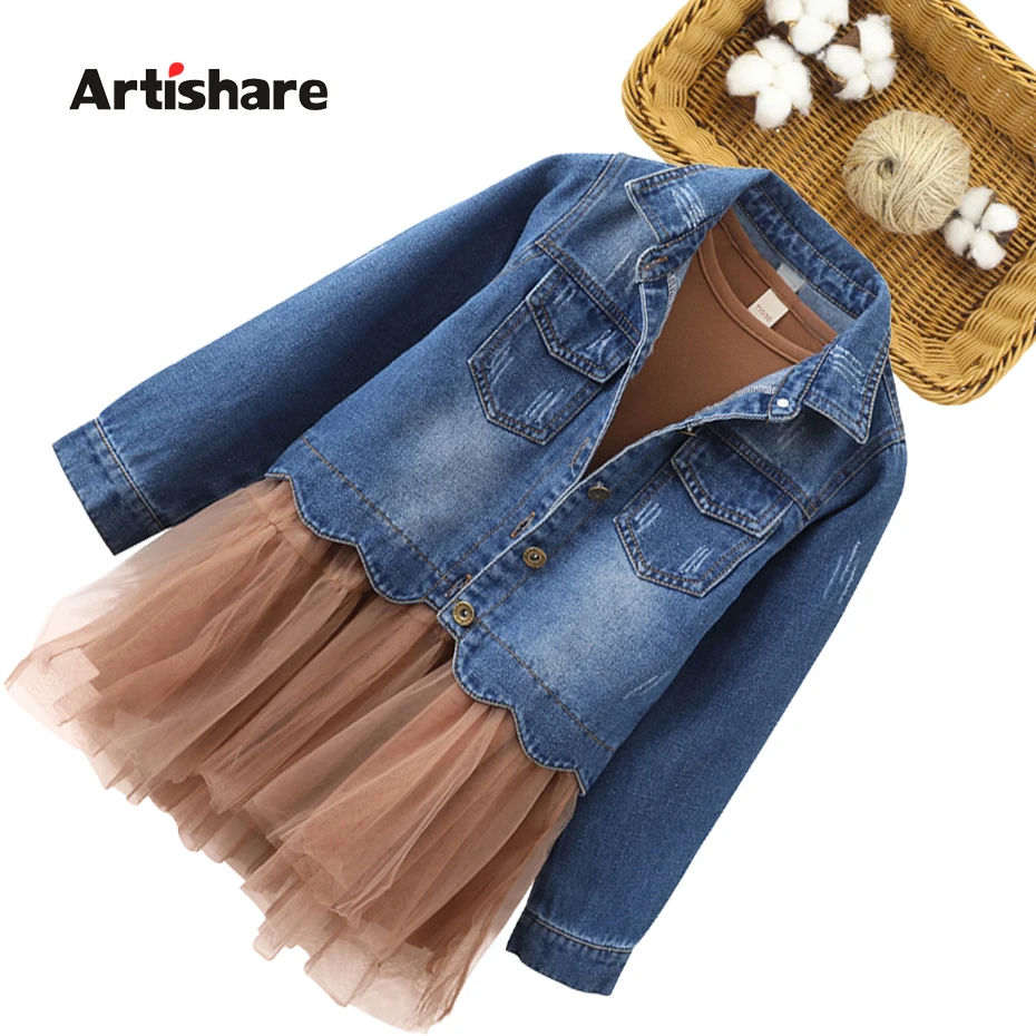 Детская одежда джинсовая куртка и платье спортивные костюмы для девочек