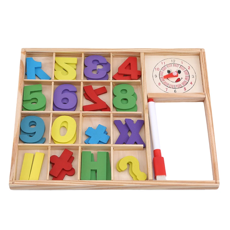 

Детская зеркальная деревянная многофункциональная цифровая обучающая коробка часы строительные блоки игрушки для обучения математике де...