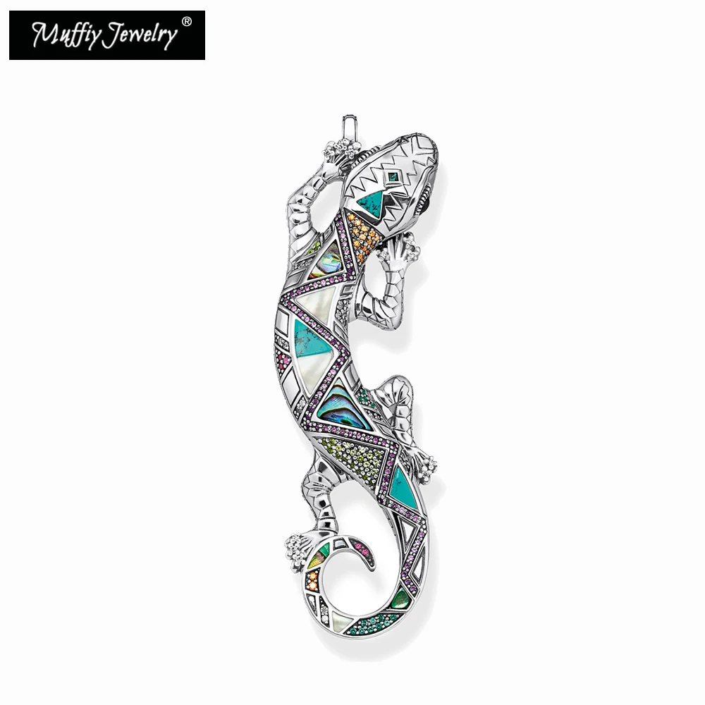 Ожерелье с подвеской в виде ящерицы из настоящего серебра 925 пробы новинка 2021