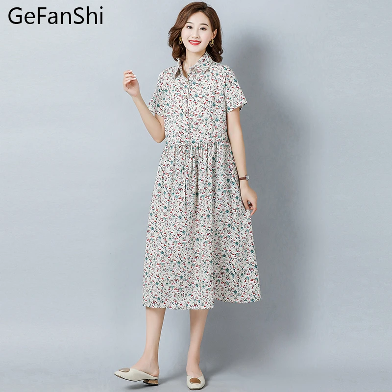 

Женское винтажное офисное платье миди, Повседневное платье с отложным воротником и коротким рукавом, с цветочным принтом, лето 2022