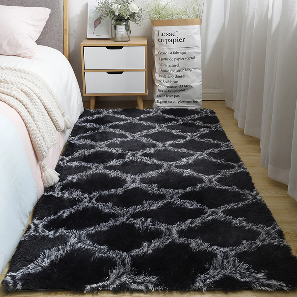 Домашний модный ковер для спальни с длинными волосами в скандинавском стиле