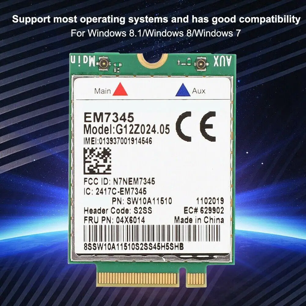 Беспроводная сетевая карта для ноутбука lenovo EM7345 LTE 4G, модуль FRU: 04X6014 T450 X250 X240 T440 L440 X1