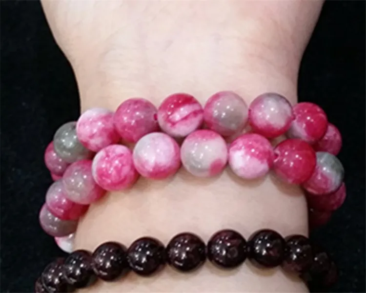 Pink jade red and green colorful ball beads powder du cute bracelet women's version 1018 | Украшения и аксессуары