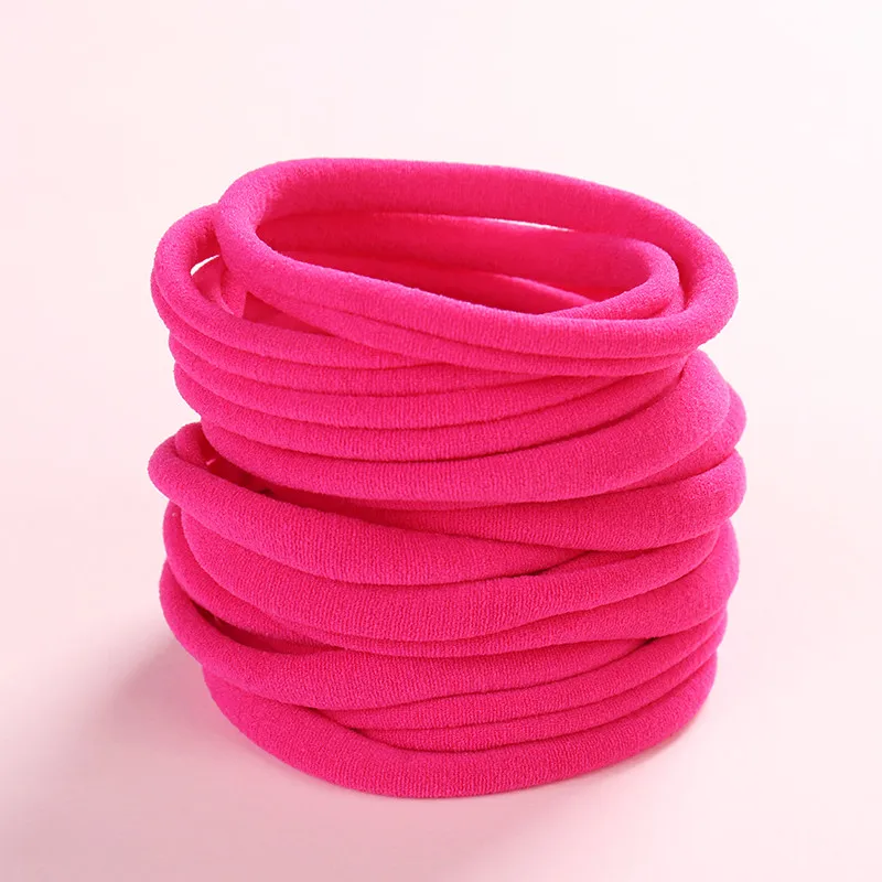 Color 22 Hot pink Телесного цвета, нейлоновые детские повязки на голову, нейлоновые эластичные, один размер, подходят для всех, супер мягкие, тонкие, тянущиеся, объемные, сделай сам, для рукоделия, для детского душа, 10 шт. HB388D - Цвет: Color 22 Hot pink