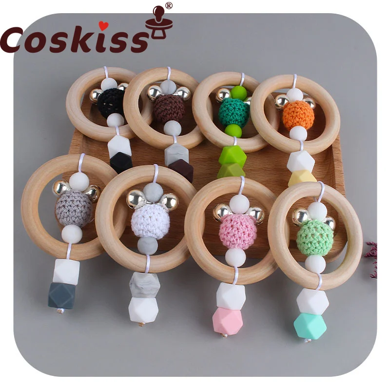 Coskiss-mordedor de madera para beb&eacute;, mordedor de beb&eacute;, juguete para reci&eacute;n nacido para dentici&oacute;n, accesorios de mano para lactancia-0