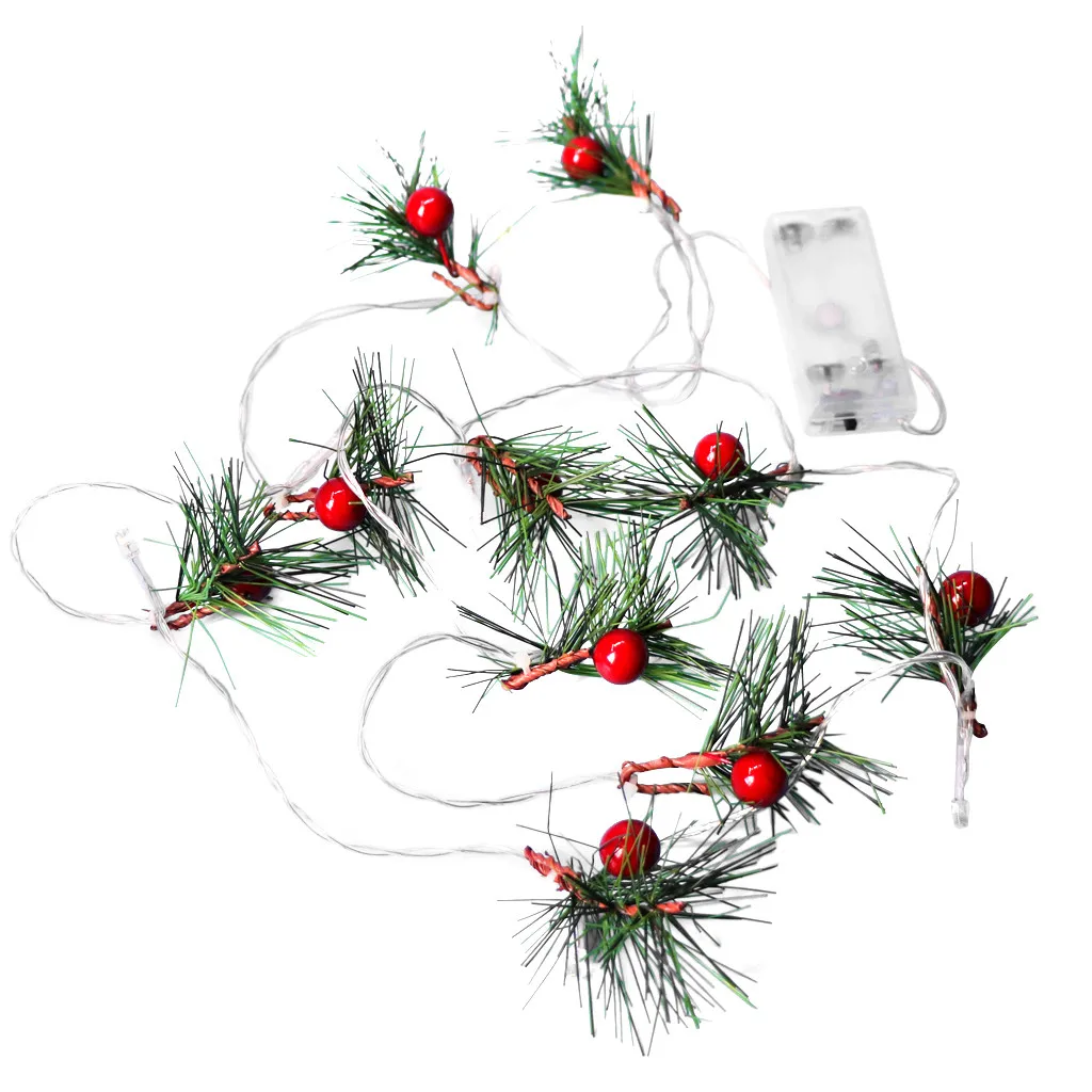 Christmas Decorations for Home Warm White Pine Cone Tree Branch Berry Light Strings Decorative Lights 10 LED 1.65M Ornament | Лампы и
