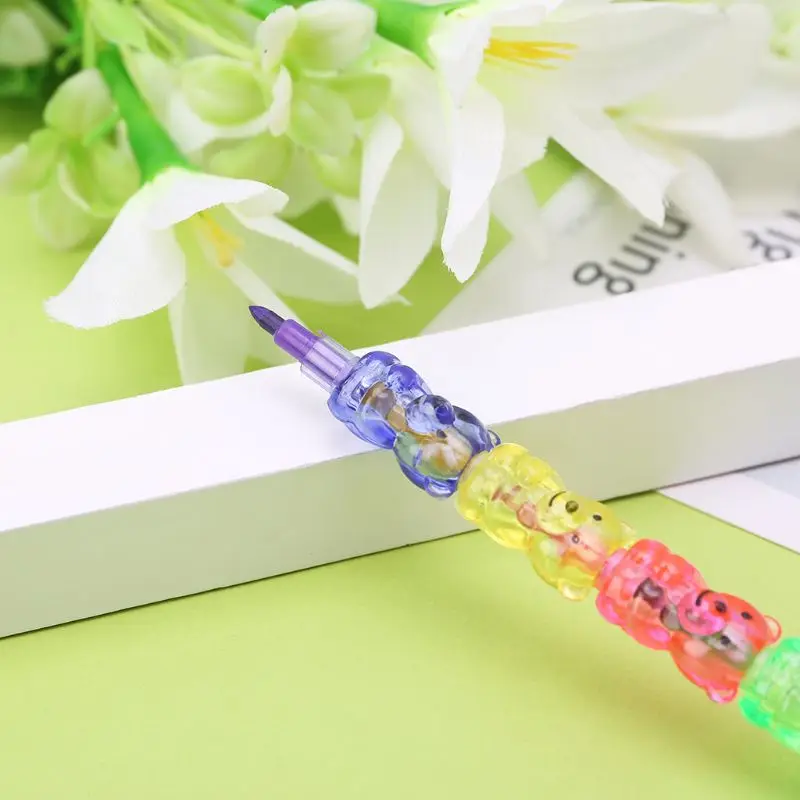 

4Pcs 5 Colors Stacker Swap Cute Snowman crayon For School Children painting Toys K5DB