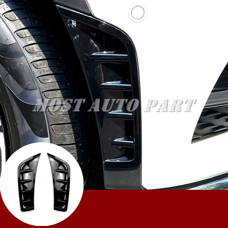 

Carbon Fiber Look Black Front Bumper Spoiler Side Air Intake Trim Cover For Mercedes Benz GLC X253 2020-2021 2pcs Car Decoration