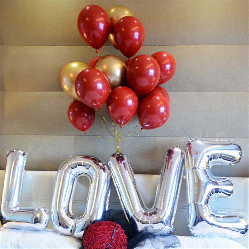16 шт. алюминиевый воздушный шар с надписью LOVE 18 дюймов в форме сердца 32 дюйма 12