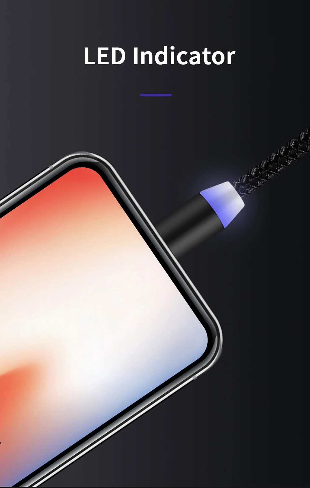 Магнитный зарядный светодиодный кабель Micro usb type C 2A для быстрой зарядки и передачи данных для мобильных телефонов