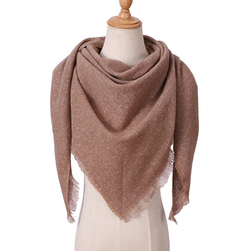 2020 Новый Модный женский трикотажный зимний шарф теплый кашемировый треугольный
