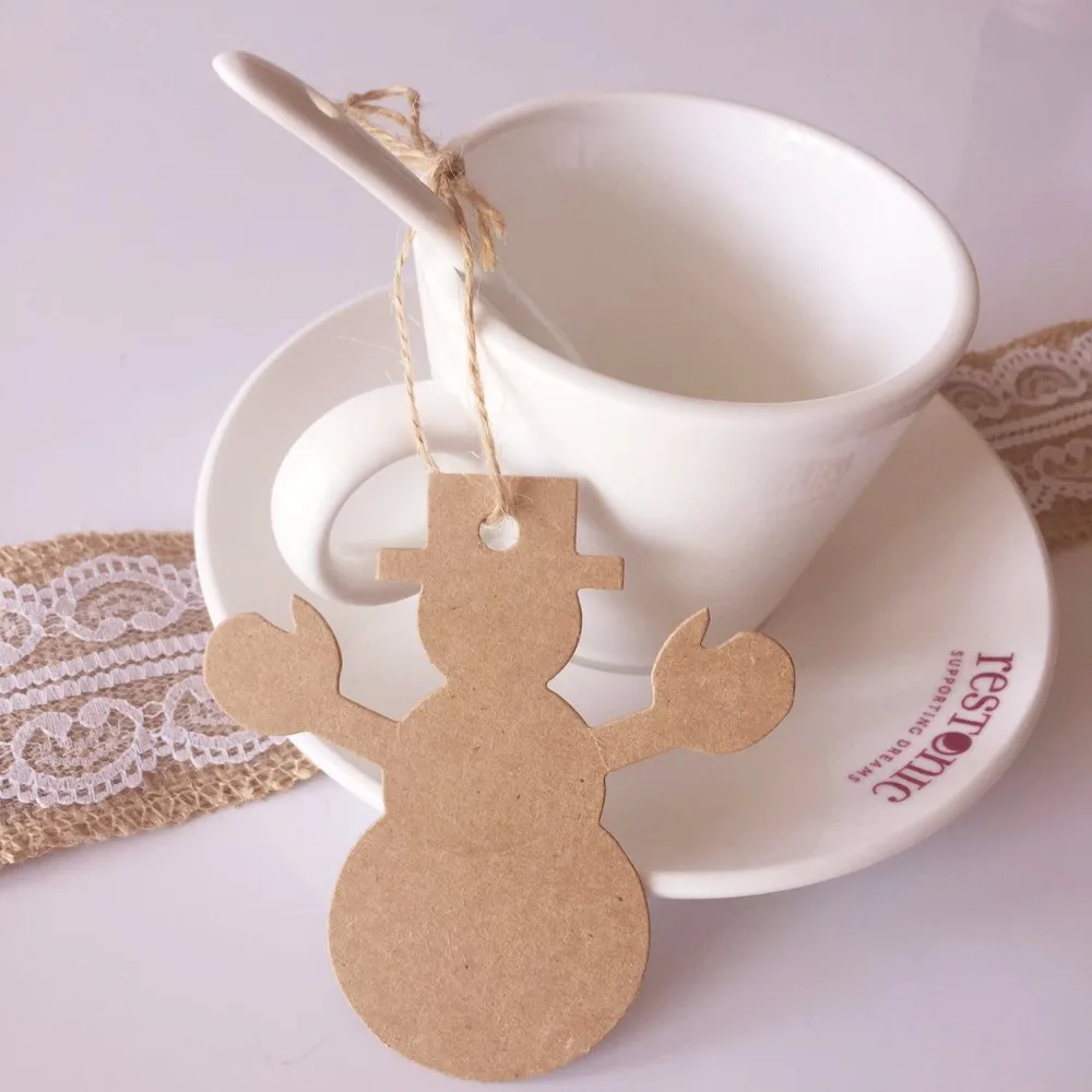 100 шт. DIY крафт-бумажные бирки Рождественская елка олень снеговик форма бирка для