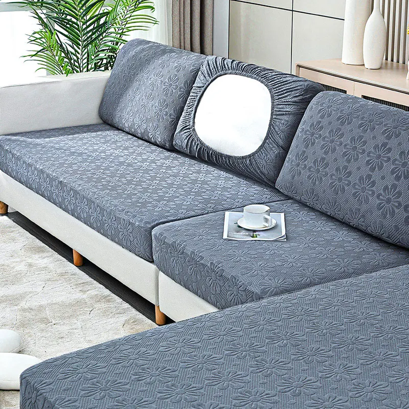 

Plush Elastic Sofa Cover Half Cover Design Furniture Protector Solid Color Couch Cover