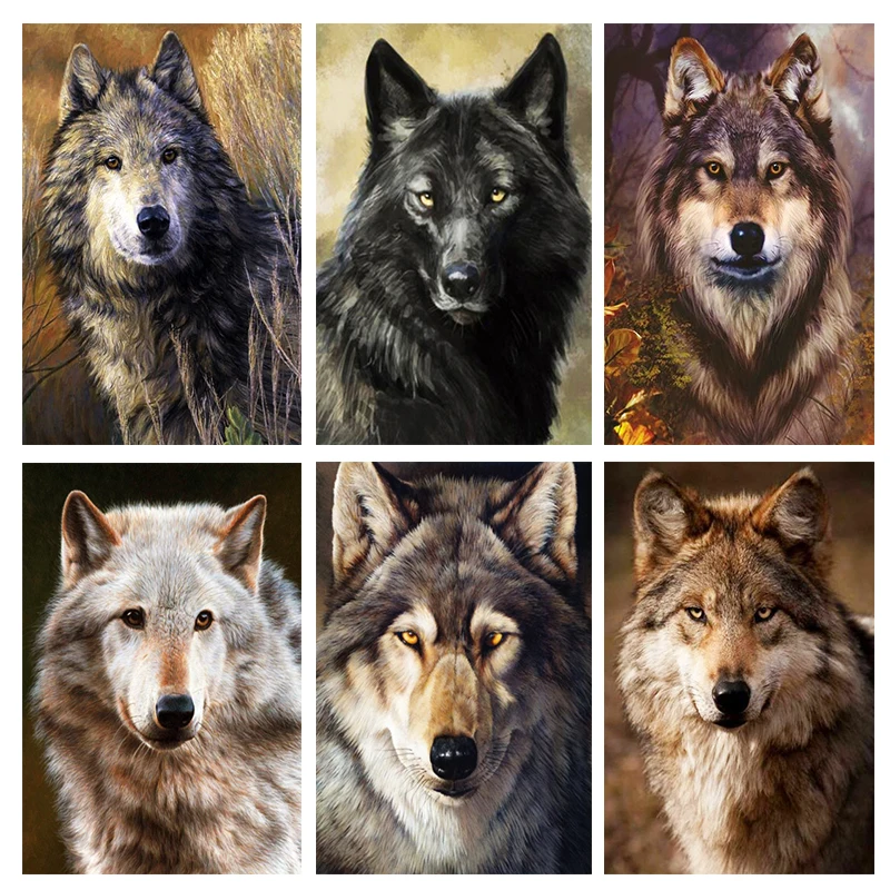 

Diamond Painting 5D Diamonds DIY Animal-Wolf Cross Stitch Full Square Drill Embroidery Colorful Handmade Home Room Wall Decor