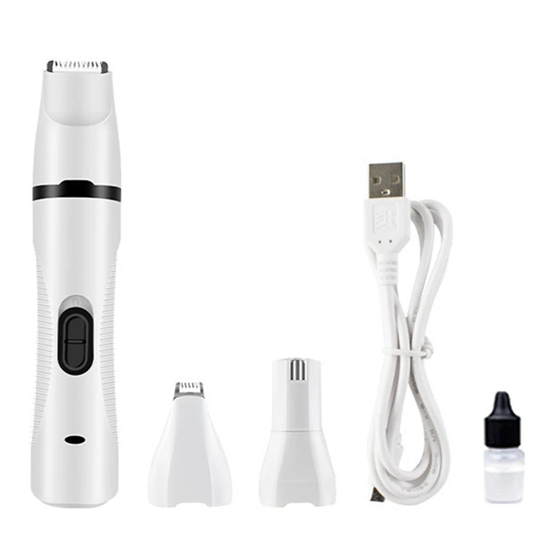 

3 In 1 Dog Clipper Nail Ginder USB Rechargeable Painless Grooming Pet Hair Clipper Trimmer For Foot Face Neck Hair Pet Grooming