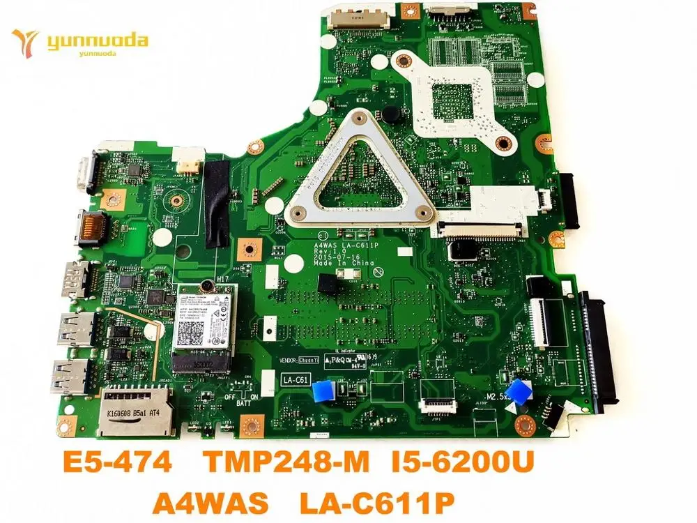 Оригинальный Для ACER E5 474 Материнская плата ноутбука TMP248 M I5 6200U A4WAS LA C611P испытанное