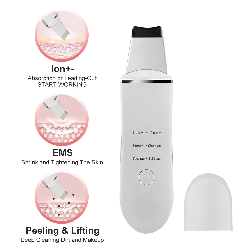 

Ultrasonic Facial Skin Scrubber Facial Cleaner Machine Acne Blackhead Remover Peeling Shovel Cleaner Facial Massager Skin Care