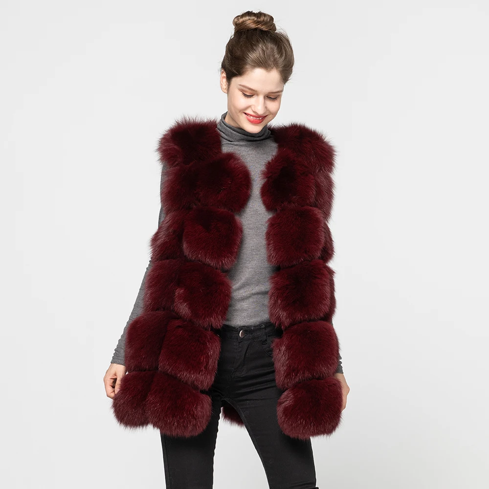 Jancoco Max Новое поступление настоящие жилеты из лисьего меха женский зимний теплый меховой жилет Модный стильный жилет высокого качества S1431