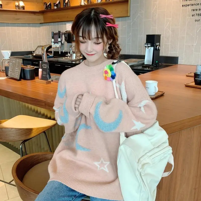 Женские свитера, японский винтажный свитер Kawaii Ulzzang, Свободный Повседневный свитер Ins с длинным рукавом, Женская Корейская одежда Harajuku для женщин