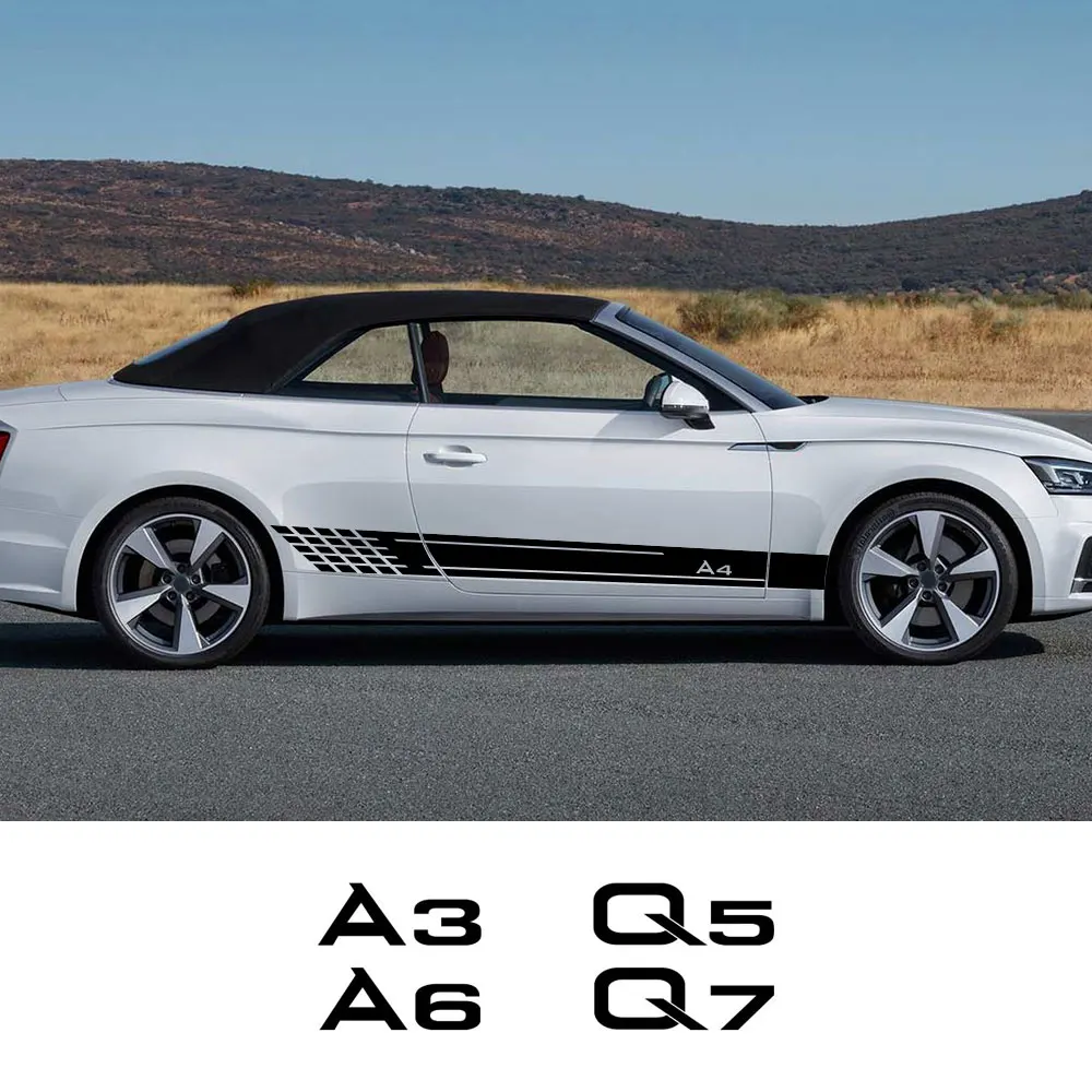 Боковые наклейки на двери автомобиля для AUDI A3 8P S3 8V A4 B8 B6 A6 C6 C5 Q2 Q3 Q5 Q7 Q8 TT TTS