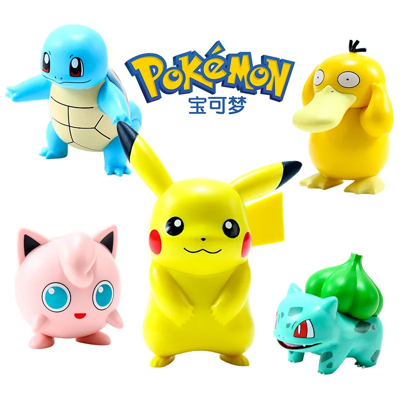 

Pokemon Pikachu Figures Dolls Cartoon Pokémon Squirtle Charmander Psyduck Purin Anime Model Toys Kids Birthday Gift