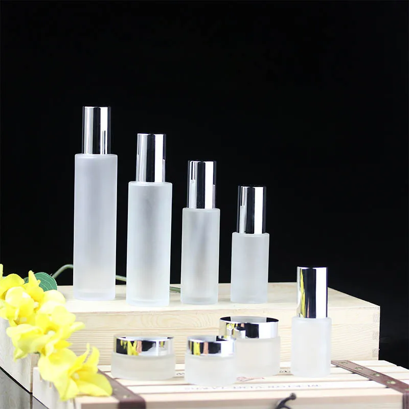 Бутылка из морозного стекла пустой косметический упаковочный контейнер флаконы