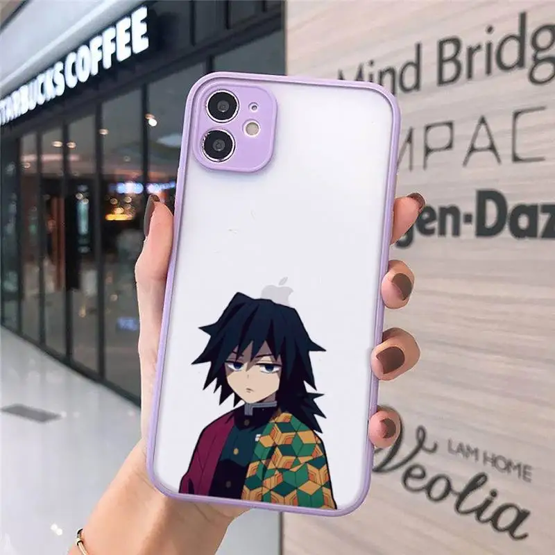 

Japan anime Kimetsu no Yaiba Phone Case matte transparent For iphone 7 8 11 12 plus mini x xs xr pro max cover