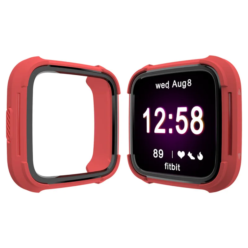 red black 6 цветов ТПУ и ПК чехол для Fitbit Versa, ремешок часы в виде ракушки Экран протектор Аксессуары для смарт-часов для Fitbit Versa Lite - Цвет: red black